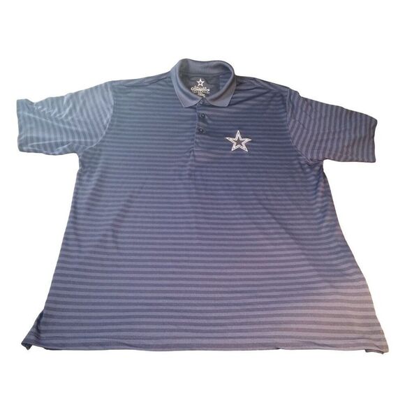 Dallas Cowboys Polo Shirt Men Sz XXL Authentic NFL Embroidered Striped Sportswea - Picture 1 of 7